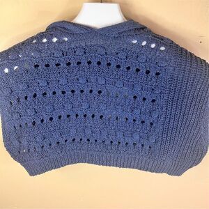 NWT ZARA Women's Blue‎ Hooded Knit Sweater Vest Size Medium Cropped Sleeveless